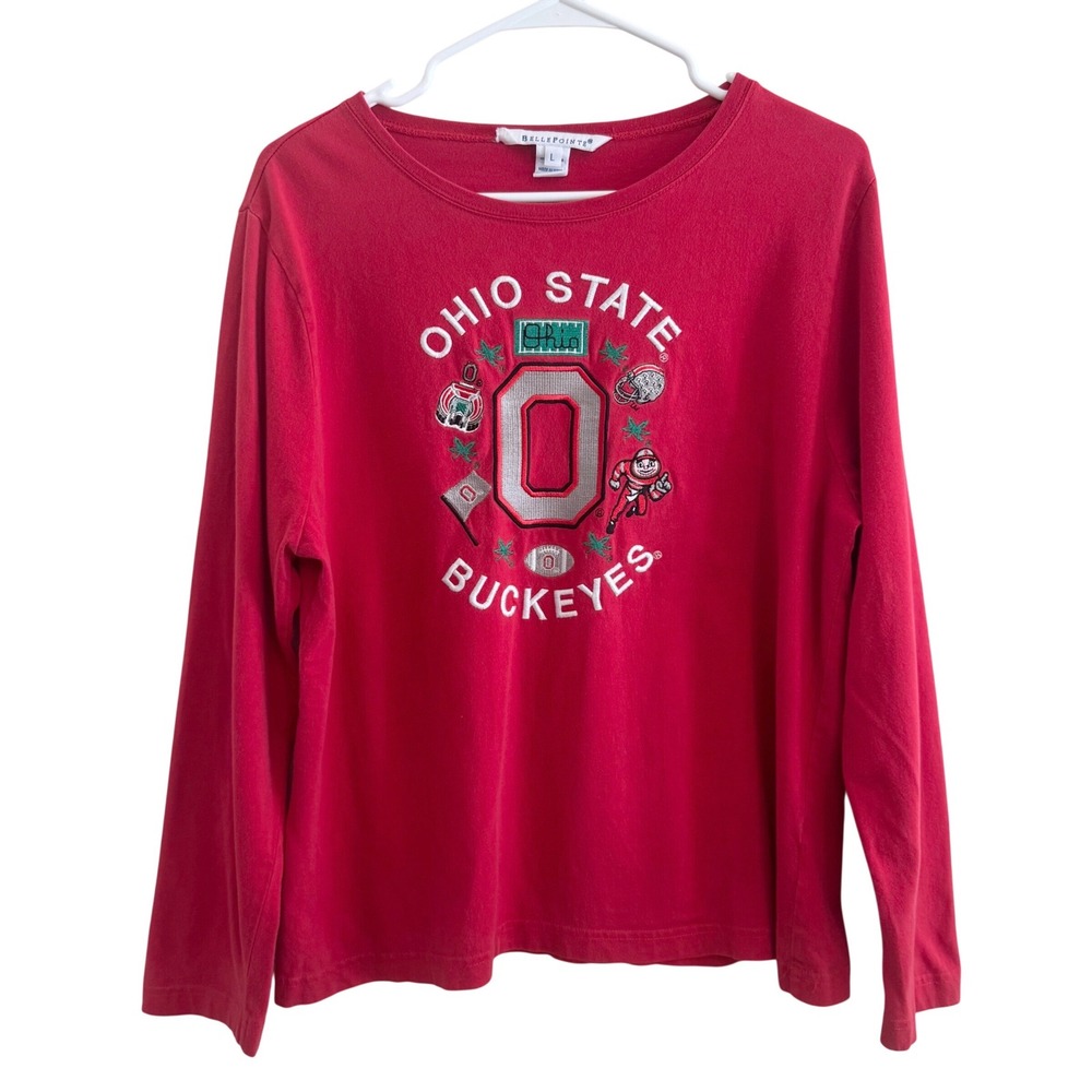 Vintage 90s BellePointe Ohio State Buckeyes Long Sleeve Embroidered Top Women L